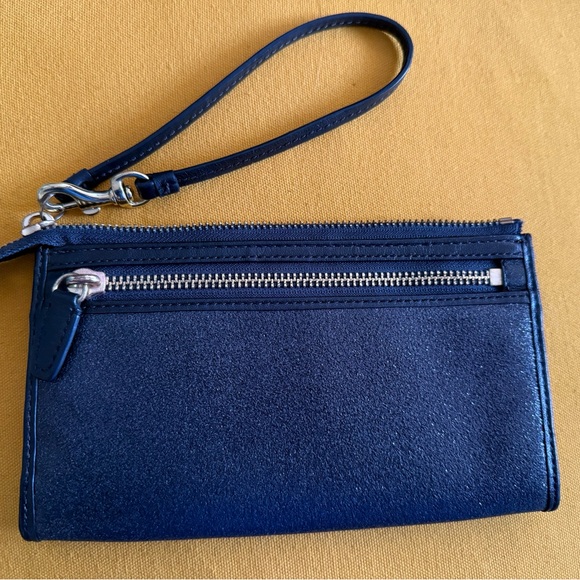 Coach Glitter Sparkle Wristlet Wallet Black - Picture 4 of 13